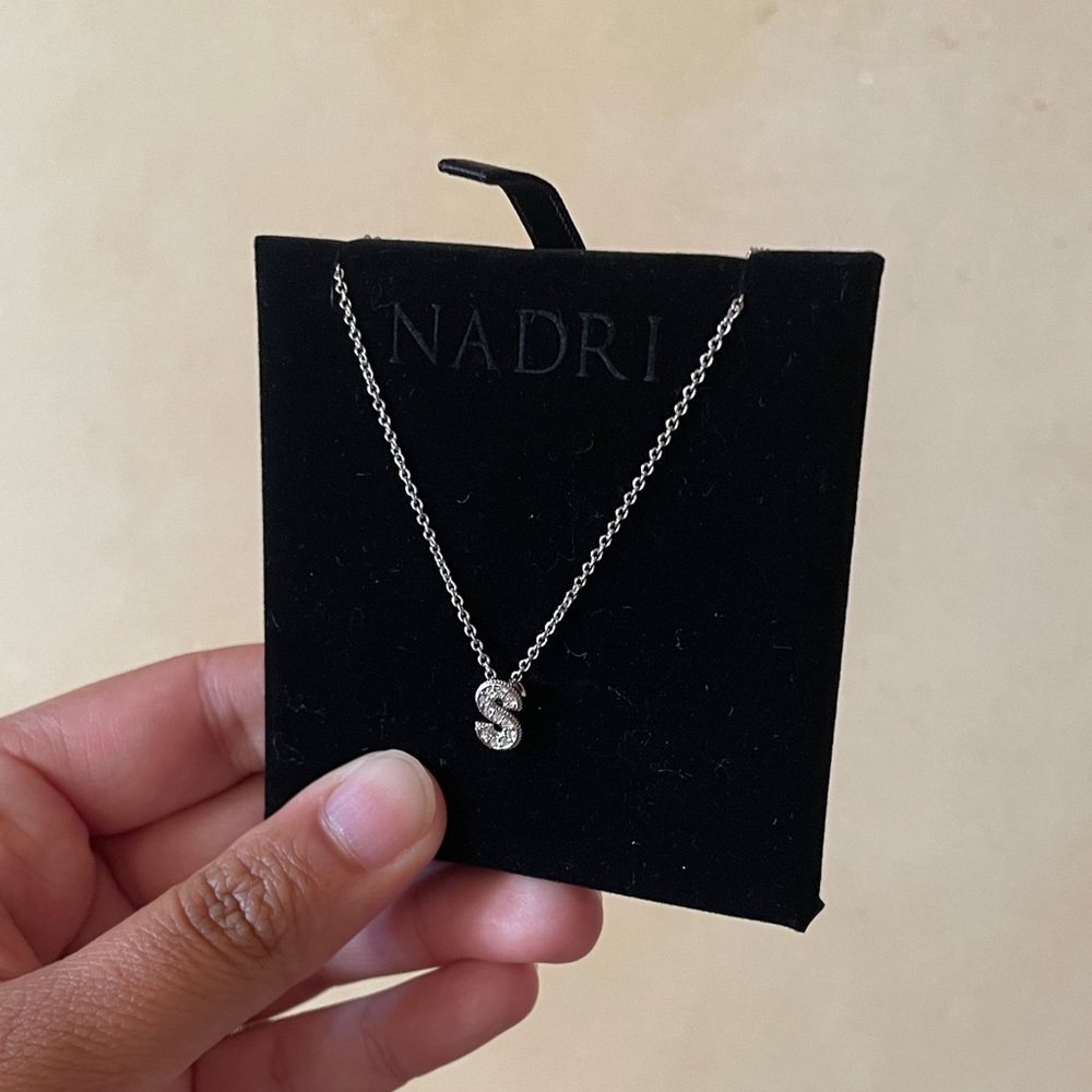 Nadri Silver Necklace with 'S' Pendant